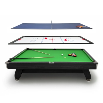 THUNDER billiard table with cymbergay/ping pong overlay 9FT - BOLD-BLACK