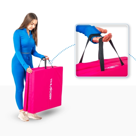 Mata gimnastyczna różowa 180x60x5 THUNDER