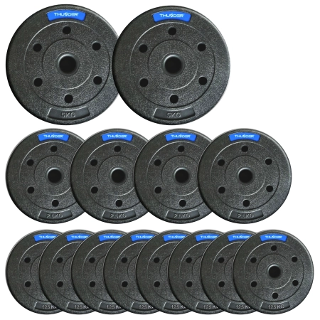 Zestaw obciążeń bitumicznych marki THUNDER 2x 5 kg + 4x 2,5 kg + 8x 1,25 kg