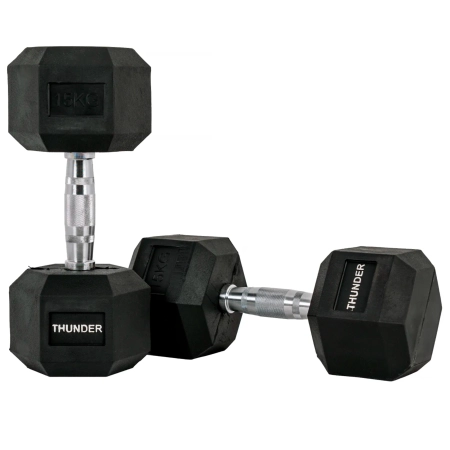 Hexagonal dumbbell THUNDER 15 kg