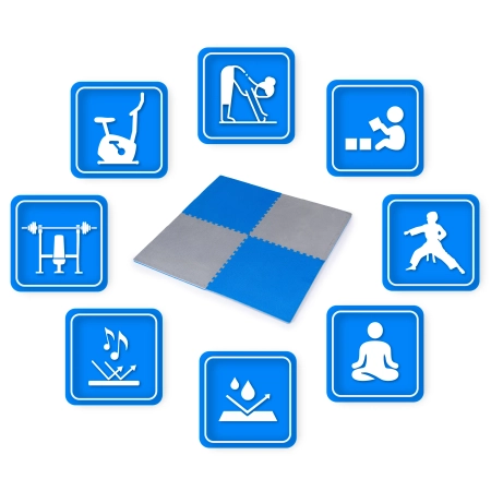 Blue and grey exercise puzzles THUNDER 60x60x2cm