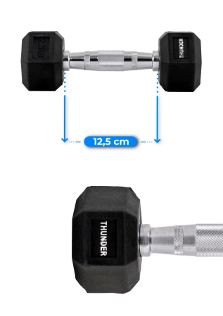 Hexagonal dumbbell THUNDER 2,5 kg