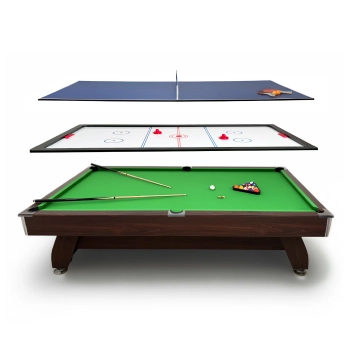 THUNDER pool table with cymbergay/ping pong overlay 8FT - BOLD-BROWN