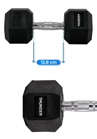 Hexagonal dumbbell THUNDER 15 kg