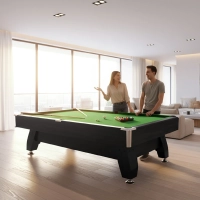THUNDER billiard table with cymbergay/ping pong overlay 9FT - BOLD-BLACK