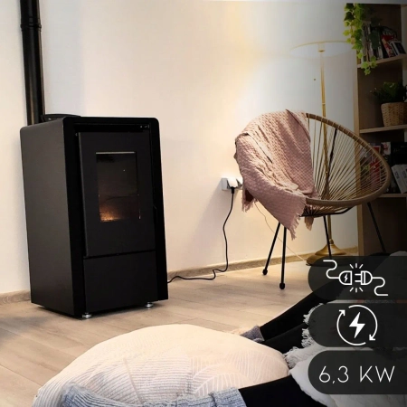 Piec na pellet LEYLA BLACK 6,3 kW
