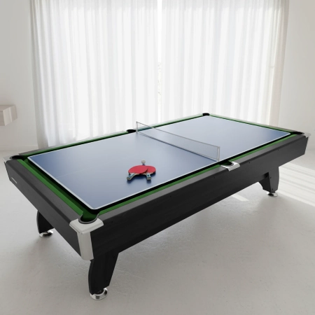 THUNDER billiard table with cymbergay/ping pong overlay 9FT - BOLD-BLACK