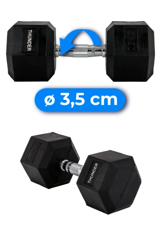 Hexagonal dumbbell THUNDER 20 kg