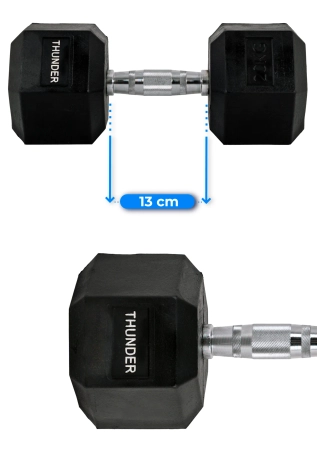 Hexagonal dumbbell THUNDER 20 kg