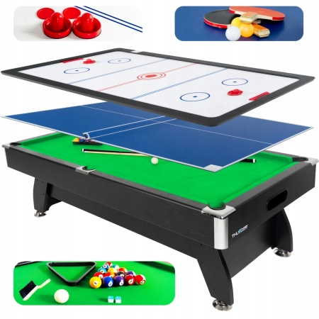 Stół bilardowy THUNDER z nakładką cymbergaj/ping pong 9FT - BOLD-BLACK