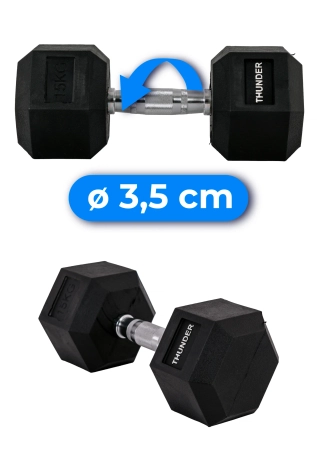 Hexagonal dumbbell THUNDER 15 kg