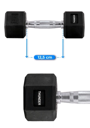 Hexagonal dumbbell THUNDER 5 kg