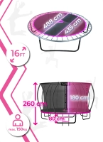 Trampolina THUNDER INSIDE ULTRA 16FT (488 cm) PINK