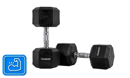 Hexagonal dumbbell THUNDER 20 kg