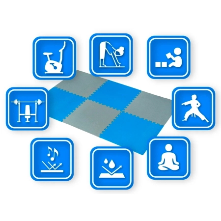 Blue and grey exercise puzzles THUNDER 60x60x1cm