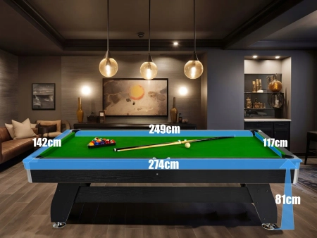 Stół bilardowy THUNDER z nakładką cymbergaj/ping pong 9FT - BOLD-BLACK