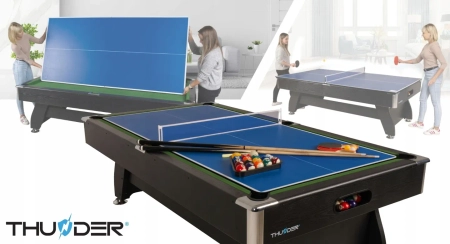 Stół bilardowy THUNDER z nakładką cymbergaj/ping pong 8FT - BOLD-BLACK