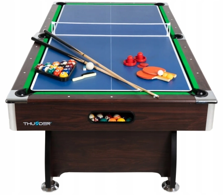 Stół bilardowy THUNDER z nakładką cymbergaj/ping pong 9FT - BOLD-BROWN