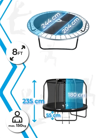 Trampolina THUNDER INSIDE ELITE 8FT (244 cm) BLACK