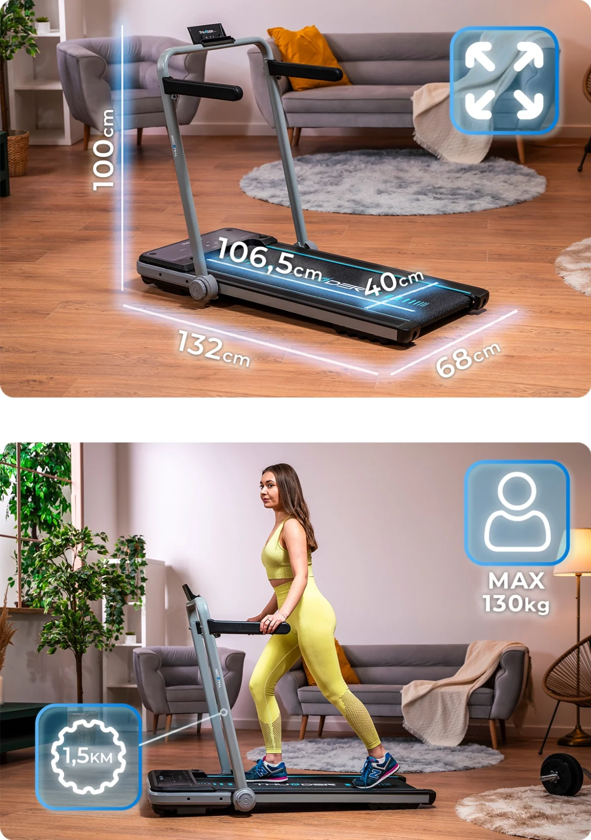 Bieżnia elektryczna THUNDER IMPACT-SILVER - obrazek 8