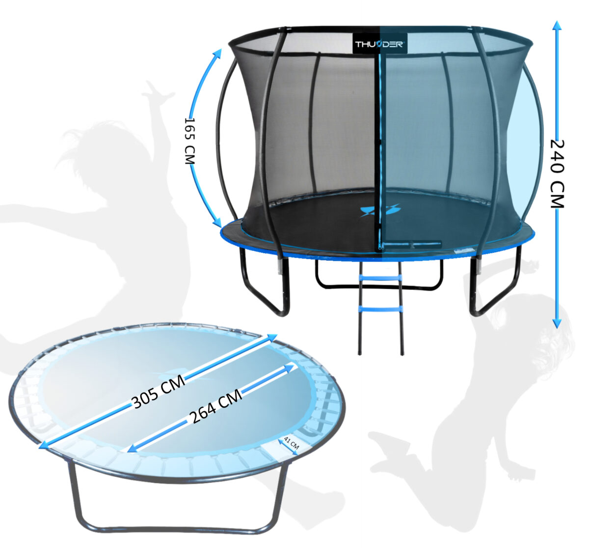 Trampolina ogrodowa 10FT (305 cm) INSIDE ULTRA BLUE - obrazek 2