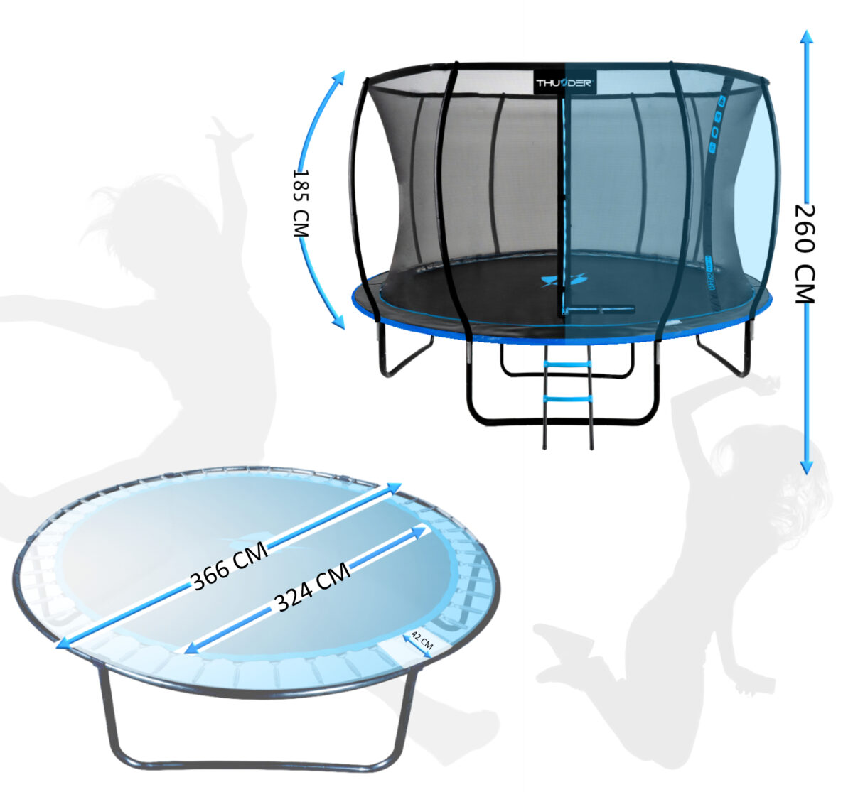 Trampolina ogrodowa 12FT (366 cm) INSIDE ULTRA BLUE - obrazek 2