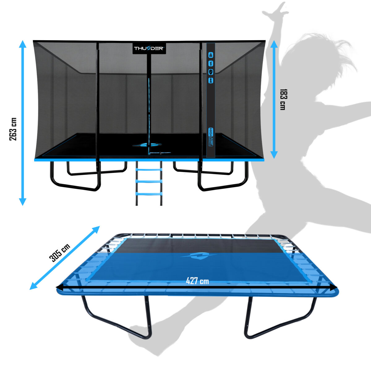 Trampolina ogrodowa THUNDER OUTSIDE PHENOM 10FT*14FT BLUE - obrazek 2