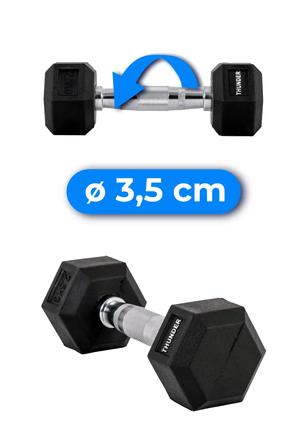 Hantla hexagonalna 2,5 kg marki THUNDER - obrazek 2