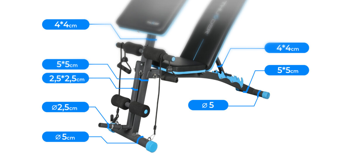 Ławka treningowa z ekspanderami i blokadą nóg THUNDER FORIA - obrazek 12