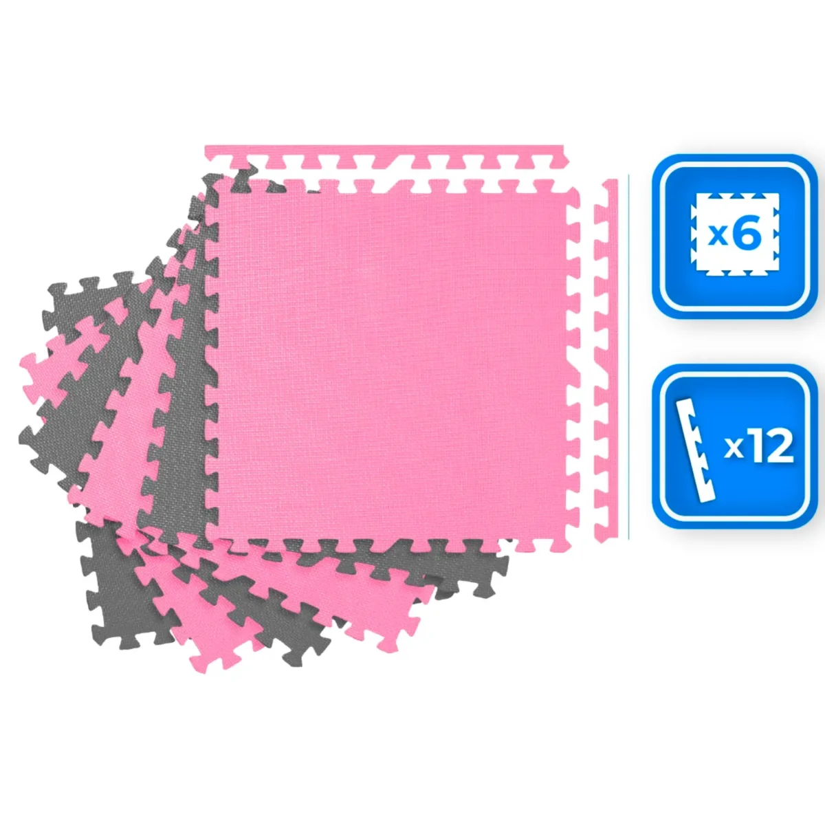 Puzzle do ćwiczeń różowo-szare 60×60 THUNDER - obrazek 2